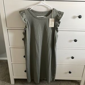 New Sage Green Universal Thread Flutter Sleeve Dress